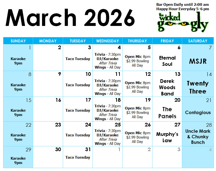 September 2025 activity/entertainment schedule