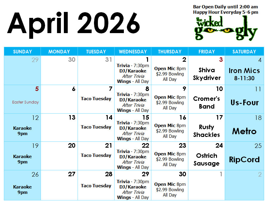 September 2025 activity/entertainment schedule